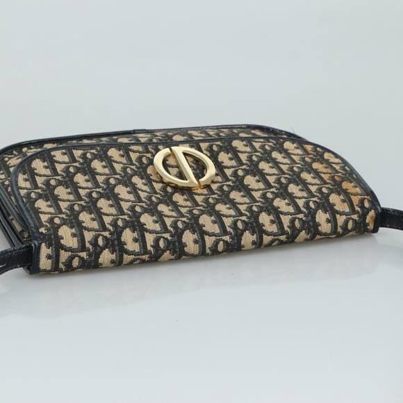 DIOR Trotter Canvas Shoulder Bag Navy Gold - Picture 6 of 13